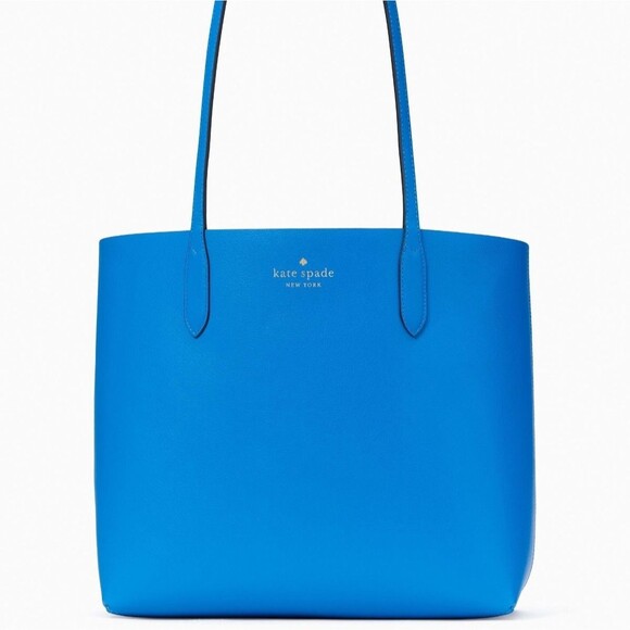 New Kate Spade Ava Reversible Tote with Pouch Double Faced Leather Fountain Blue - Picture 4 of 7